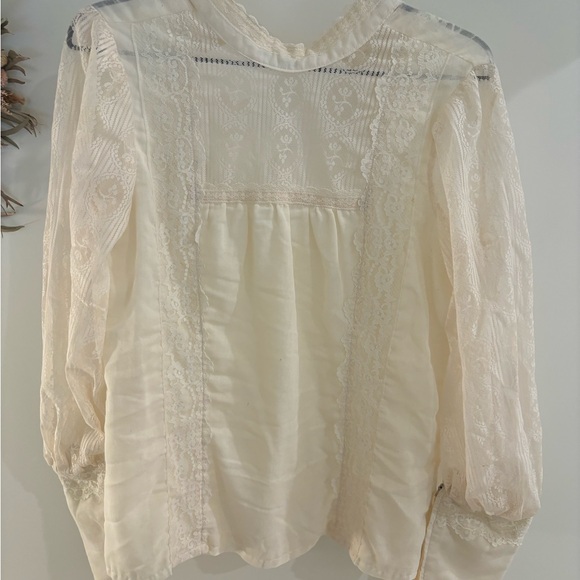 Vintage Gunne Sax Cream Lace Blouse - Picture 1 of 3